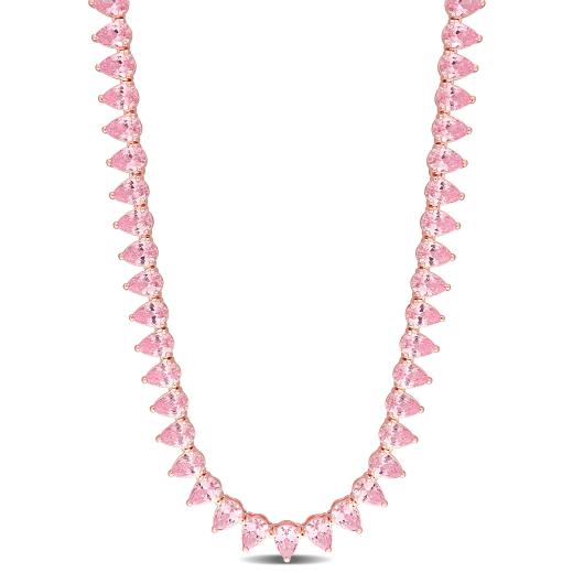 Julianna B Rose Plated Sterling Silver Pink Cubic Zirconia Tennis 18" Necklace