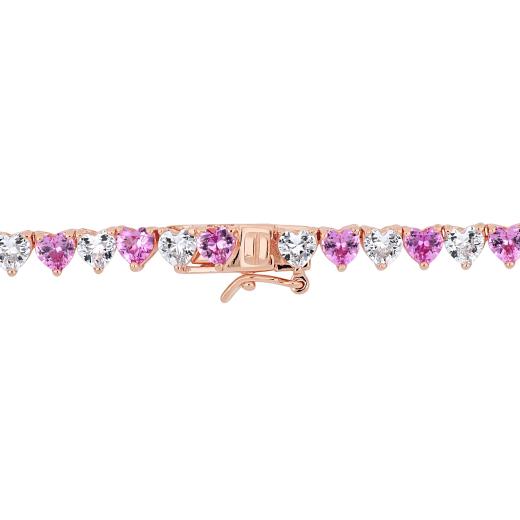 Julianna B Sterling Silver Created Pink and Created White Sapphire Necklace 18