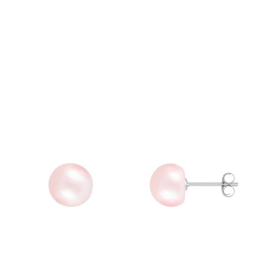 Sterling Silver 7-8mm Pink Freshwater Pearl Bracelet Earrings and Necklace Set