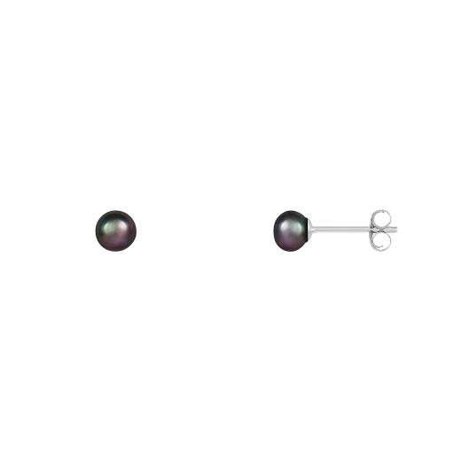 Sterling Silver 4-5mm Black Freshwater Pearl Stud Earrings