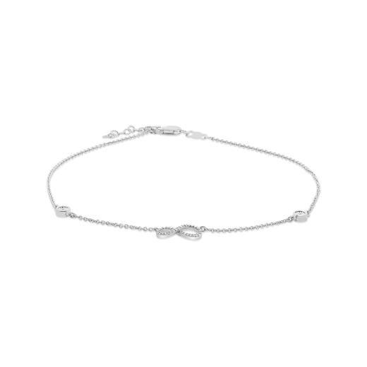 Sterling Silver Diamond Infinity Ankle Bracelet
