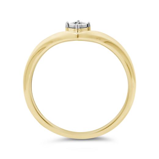 10K Yellow Gold Diamond Chevron Stackable Ring