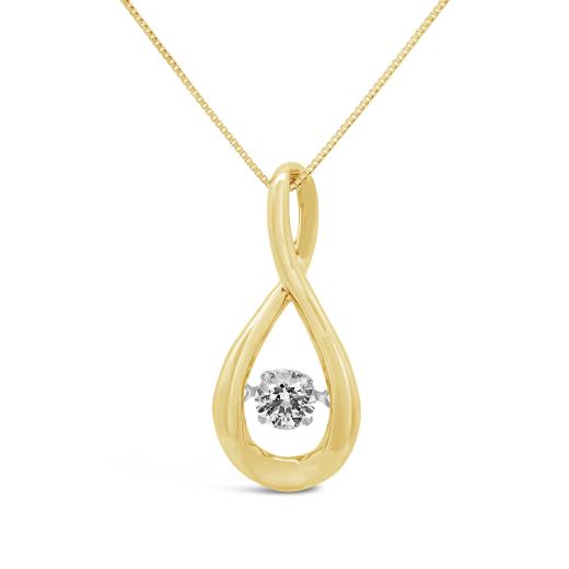New Brilliance 10K Yellow Gold Lab Grown 0.30CT Dancing Diamond Infinity Pendant