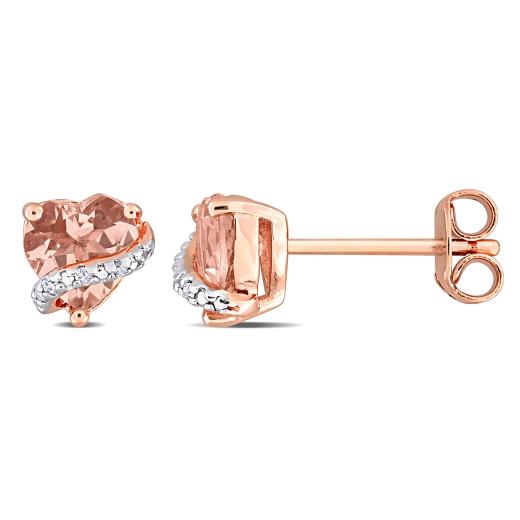Julianna B Rose Plated Sterling Silver Morganite and Diamond Earrings