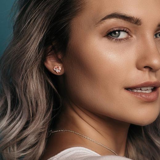 Julianna B Rose Plated Sterling Silver Morganite and Diamond Earrings