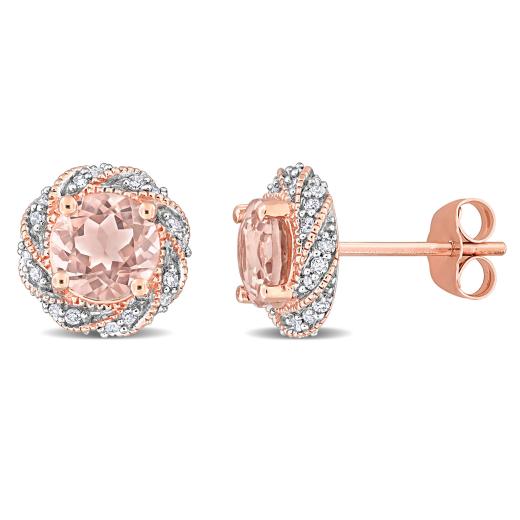 Julianna B 14K Rose Gold Morganite and Diamond Earrings