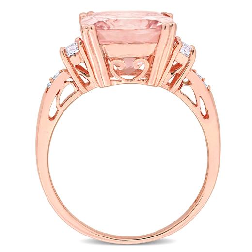 Julianna B 10K Rose Gold Morganite Created White Sapphire and Diamond Ring
