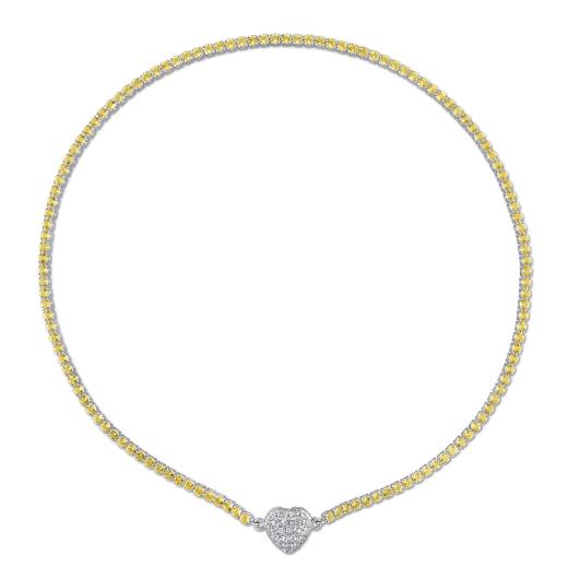 Julianna B Sterling Silver Citrine and Created White Sapphire Heart 17" Necklace