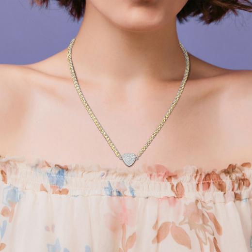 Julianna B Sterling Silver Citrine and Created White Sapphire Heart 17" Necklace