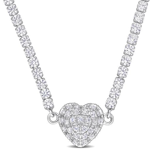 Julianna B Sterling Silver Amethyst and Created White Sapphire 17" Necklace