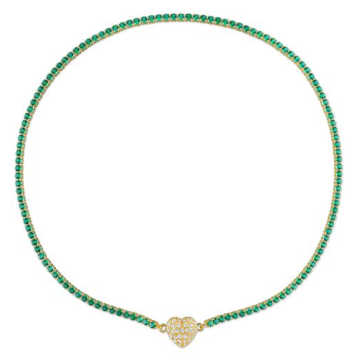 Julianna B Yellow Plated Sterling Silver Created Emerald-Sapphire 17" Necklace