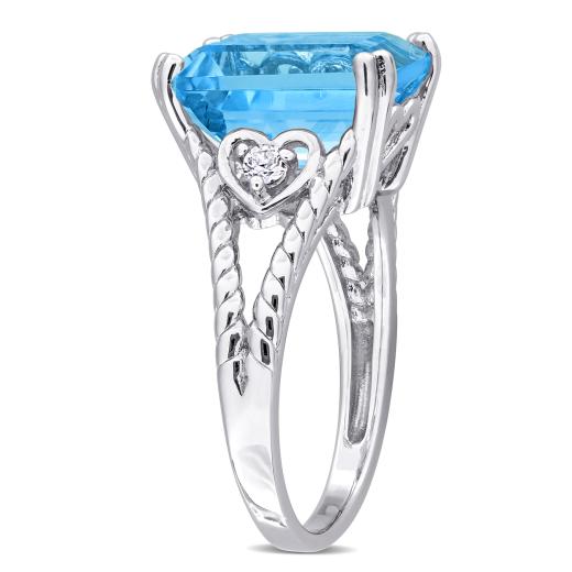 Julianna B Sterling Silver Blue and White Topaz Ring