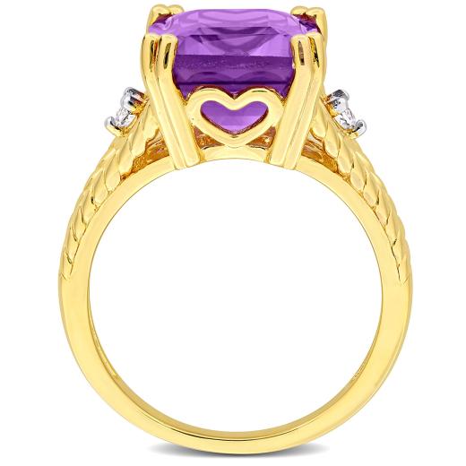 Julianna B Yellow Plated Sterling Silver Amethyst and White Topaz Ring