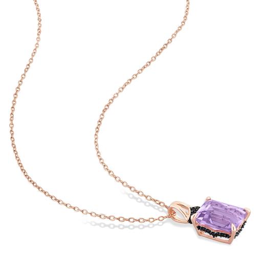 Julianna B Pink Plated Sterling Silver Amethyst and Black Sapphire Pendant
