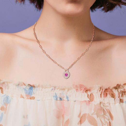 Julianna B Rose Plated Sterling Silver Created Pink & White Sapphire Pendant