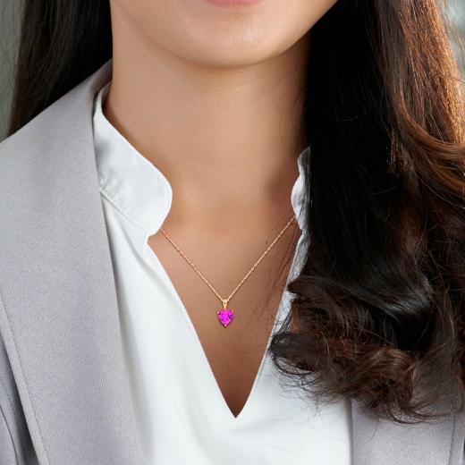 Julianna B Rose Plated Sterling Silver Created Pink Sapphire Heart Pendant