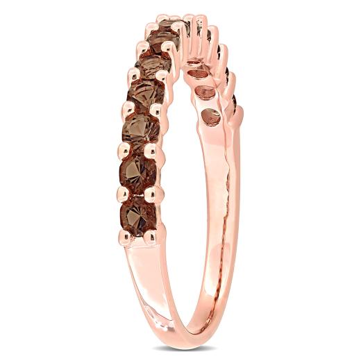 Julianna B Rose Plated Sterling Silver Smokey Quartz Ring