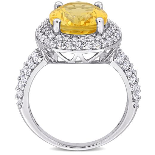 Julianna B Sterling Silver Citrine and White Topaz Ring