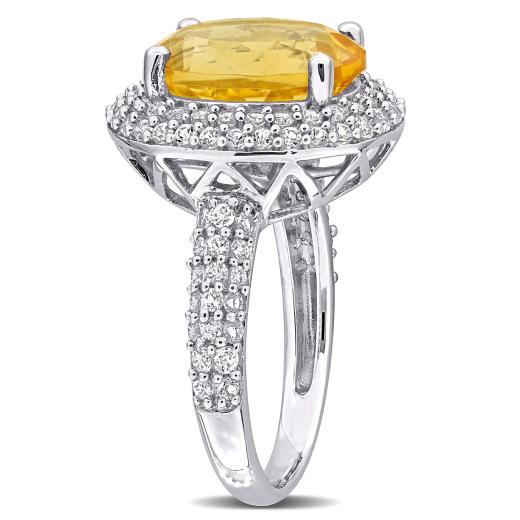 Julianna B Sterling Silver Citrine and White Topaz Ring