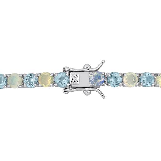 Julianna B Sterling Silver Sky Blue Topaz and Opal Bracelet 7.5