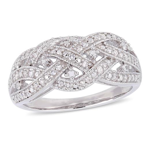 Julianna B Sterling Silver 0.24CTW Diamond Twist Band