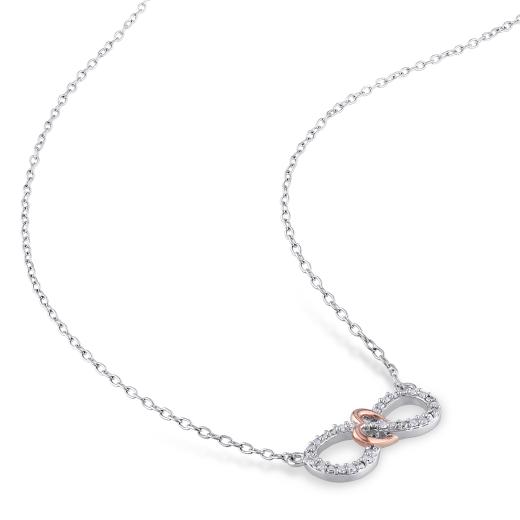 Julianna B Rose Plated Sterling Silver 0.10CTW Diamond Infinity Pendant