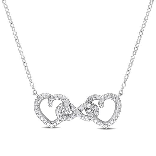 Julianna B Sterling Silver Diamond Heart Infinity Necklace