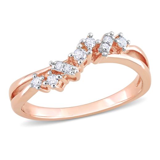 Julianna B Rose Plated Sterling Silver 0.17CTW Diamond Band