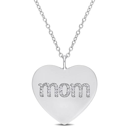 Julianna B Sterling Silver Diamond Mom Pendant