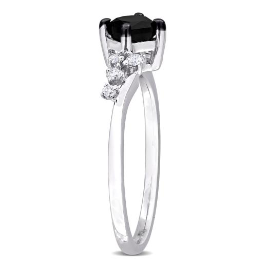 Julianna B 14K White Gold 0.73CTW Black Princess Diamond Fashion Ring
