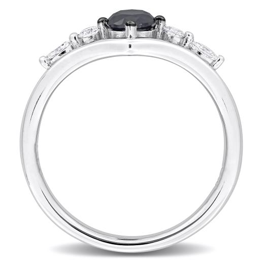 Julianna B 14K White Gold 0.76CTW Black Oval Diamond Fashion Ring