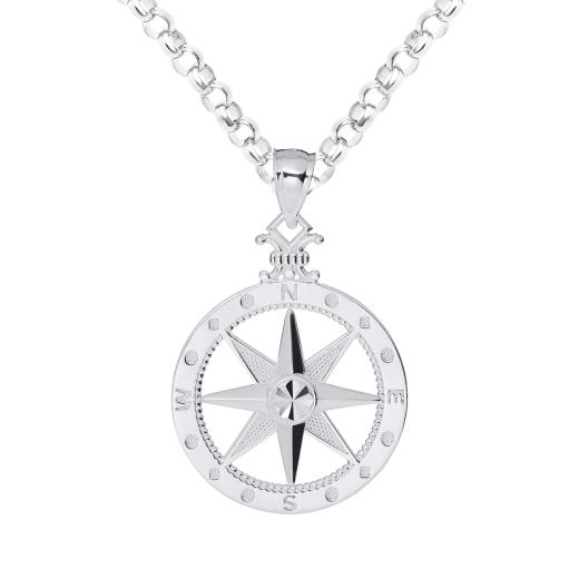 Sterling Silver Compass Pendant 18